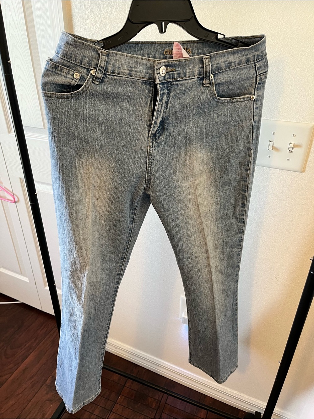 Y2K Vintage Outlooks Butterfly Rainbow Embroidered Jeans Petite 12P